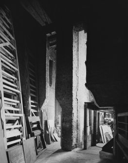 View of paint frame and store entrances.