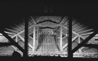 View of roof structure above auditorium.