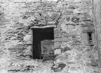Fairburn Tower. Window with chamfered lintel on South wall West of stair tower.