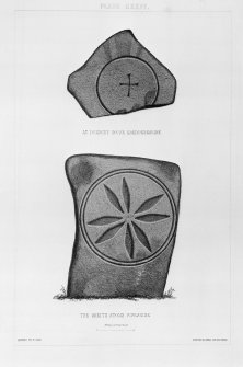 Cross-incised stone at Dunecht House and the Skeith Stone. 
From J Stuart, The Sculptured Stones of Scotland, vol.ii, pl.cxxiv.
Filed under NJ70NE 9.