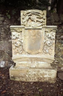 Detail of headstone to James Dunsterville Graham d. 1869,possibly in Logie Old Churchyard.