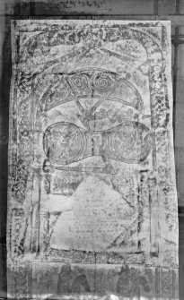 Photographic copy of a rubbing showing reverse of St Orland's Stone Pictish cross slab, Cossans.