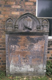 View of headstone to George Steel d. 1825 and his wife Agnes Miller d.1831 and of their son David Steel d.1865, Provost of Annan, Annan Old Parish Churchyard.