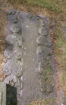 Detail of tablestone dated 1764, Dalgarnock Church.
