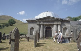 General view of graveyard and mausoleum, Westerkirk Parish Church, Benpath.