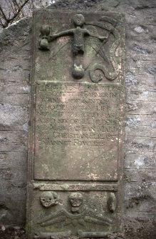 View of gravestone to John Fowler d.1748 and 6 of his children, Kintore Parish Church burial ground.