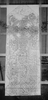 Photographic copy of rubbing showing cross slab, originally from Farnell Graveyard,  now at Montrose Museum, Angus.