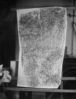 Photographic copy of rubbing showing the reverse of  the Ulbster Stone Pictish cross slab, previously used as a grave stone from the ruined church of St Martin at Ulbster, now held at Thurso Museum, Highland.