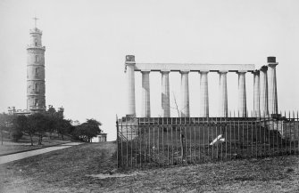 Rear view of National and Nelson Monument