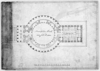 Photographic copy of plan unexecuted design (to suit EDD26/7), for a proposed site on the Mound. Pen and wash.