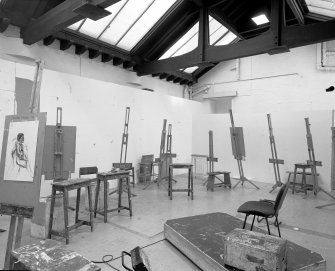 Interior view of Glasgow School of Art showing E studio in basement from NE.
