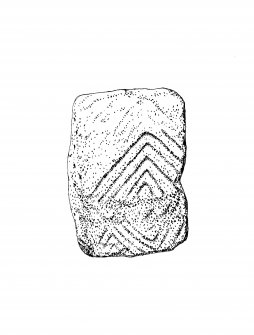 Publication drawing; decorated West end cist slab, Carn Ban, Cairnbaan. Photographic copy.