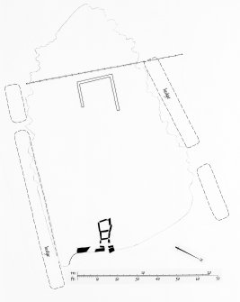 Publication drawing; chambered cairn, Crarae Garden. Photographic copy.