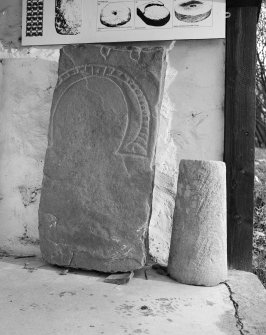 View of face of the Salmon Stone at Leith Hall.