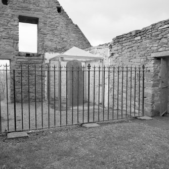 View of Pictish cross slab at Eassie Old Parish Church.