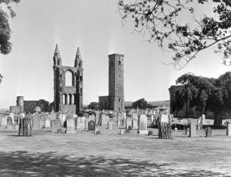General view of St Andrews Cathedral and St Regulus Tower.