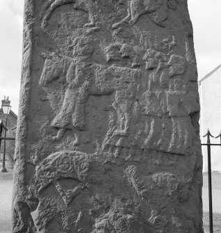 Back detail of Fowlis Wester Pictish cross slab.