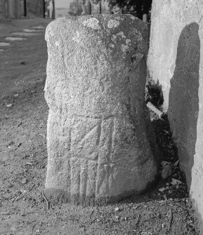 View of Birnie Pictish symbol stone.