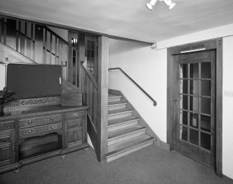 Interior of Ranfurly Castle Golf Club, Bridge of Weir.
View from E of entrance hall on ground floor.