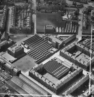 Bridgeton, Glasgow, Lanarkshire, Scotland, 1952. Oblique aerial photograph taken facing West . 