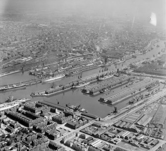 Good view of Docks, Glasgow Glasgow, Lanarkshire, Scotland. Oblique aerial photograph taken facing North/East. 