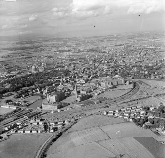 Paisley, Ferguslie Thread Works, Central Power Station Lochwinnoch, Renfrewshire, Scotland. Oblique aerial photograph taken facing North/East. 