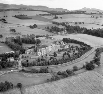 Queen Victoria School Dunblane and Lecropt, Perthshire, Scotland. Oblique aerial photograph taken facing East. 