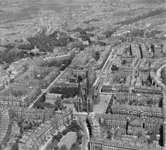 St Mary's Cathedral from South/West Edinburgh, Midlothian, Scotland. Oblique aerial photograph taken facing North/East. 