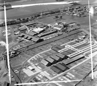 General View Grangemouth, Stirlingshire, Scotland. Oblique aerial photograph taken facing North. This image was marked by AeroPictorial Ltd for photo editing.