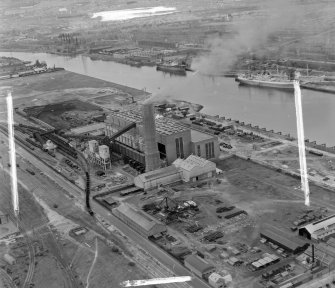 Braehead Generating Station Renfrew, Lanarkshire, Scotland. Oblique aerial photograph taken facing North/West. This image was marked by AeroPictorial Ltd for photo editing.