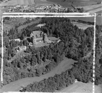 Pitlochry, Atholl Palace Hotel in centre Moulin, Perthshire, Scotland. Oblique aerial photograph taken facing North/West. This image was marked by AeroPictorial Ltd for photo editing.