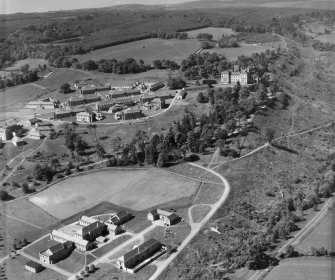 Lennoxtown Castle Institution, Lennoxtown Campsie, Stirlingshire, Scotland. Oblique aerial photograph taken facing South/West. 