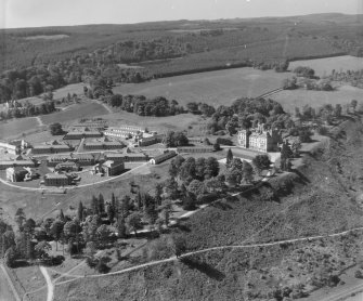 Lennoxtown Castle Institution, Lennoxtown Campsie, Stirlingshire, Scotland. Oblique aerial photograph taken facing South/West. 