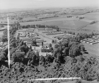 Ballochmyle Hospital, Mauchline, near Catrine Sorn, Ayrshire, Scotland. Oblique aerial photograph taken facing West. This image was marked by AeroPictorial Ltd for photo editing.