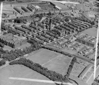Ruchill Infectious Diseases Hospital, Bilsland Drive Glasgow, Lanarkshire, Scotland. Oblique aerial photograph taken facing North/East. This image was marked by AeroPictorial Ltd for photo editing.
