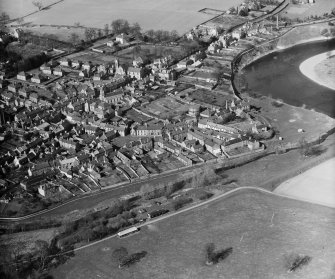 General View Coldstream, Berwickshire, Scotland. Oblique aerial photograph taken facing North/West. 