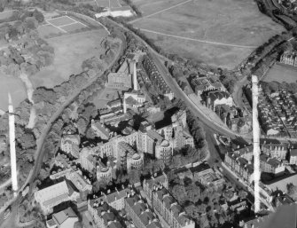 Victoria Hospital Mearns, Lanarkshire, Scotland. Oblique aerial photograph taken facing North/East. This image was marked by AeroPictorial Ltd for photo editing.