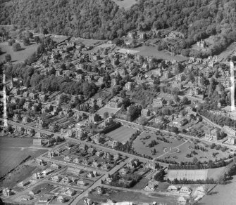 Bridge of Allan Logie, Stirlingshire, Scotland. Oblique aerial photograph taken facing North. This image was marked by AeroPictorial Ltd for photo editing.