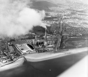 Portobello, including Generating Station Edinburgh, Midlothian, Scotland. Oblique aerial photograph taken facing South/West. 