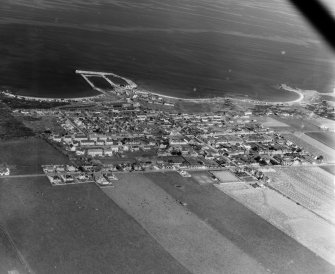 General View Duffus, Morayshire, Scotland. Oblique aerial photograph taken facing North. 