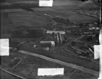 General View,The Enamelled Metal Products Corporation (1933) Ltd, Durie Foundry, Leven, Fife, Scotland. Oblique aerial photograph taken facing North.