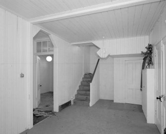 Interior. View of Tin House timber lined hallway