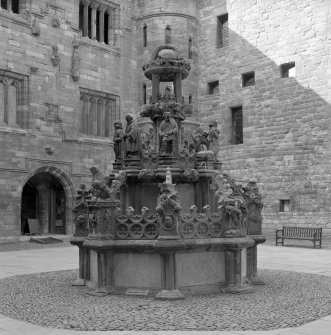 Courtyard, fountain, view from north west
