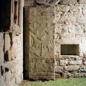 View of grave slab (1580) in North East corner of church.