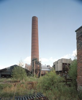 Newtongrange, Lady Victoria Colliery, Boiler House and Chimney (Original Boiler House)
View from NW of Boilerhouse Chimney and rear of Boilerhouse (left), with former Power Stations (background centre)