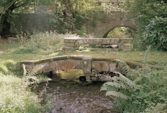 View of bridge and bench