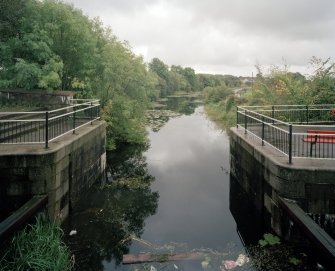 Twechar, Main Street, Forth and Clyde Canal, Lifting Bridge
View from bridge looking West