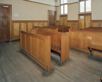 Interior.
Detail of courtroom furniture.