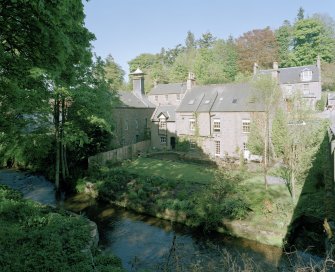 Auchenblae, Burnett Street, Den Mill
General (elevated) view of mill (left) and mill cottage from south west