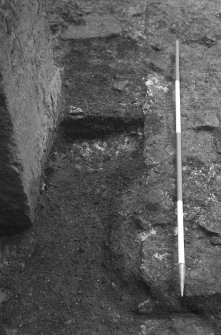 Excavation photograph : foundation trench for S wall of N range, from W.